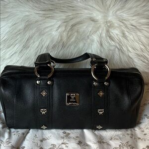 MCM Black Leather Satchel
